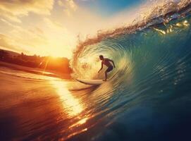 surfeur dans océan. illustration ai génératif photo