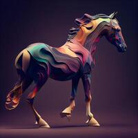 coloré cheval sur une foncé Contexte. 3d le rendu, 3d illustration., ai génératif image photo