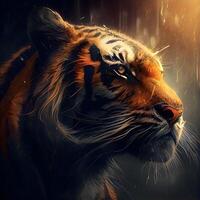 sibérien tigre dans le pluie, numérique peinture, illustration., ai génératif image photo