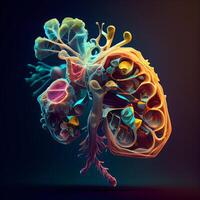 Humain cerveau anatomie. 3d le rendu, 3d illustration., ai génératif image photo