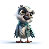 mignonne hibou dans aviateur costume avec lunettes. 3d illustration, ai génératif image photo