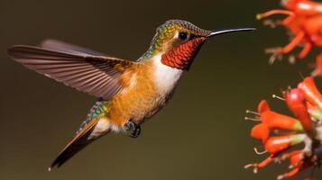 le magnifique en danger roux colibri - sélasphore rufus - génératif ai. photo