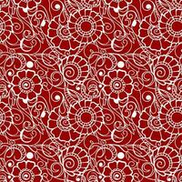 motif de contour sans couture de grandes fleurs graphiques blanches sur fond rouge, texture, design photo