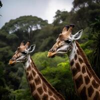 deux girafes. illustration ai génératif photo