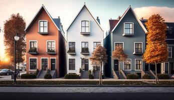 moderne maisons de ville. illustration ai génératif photo