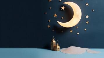 Ramadan Contexte avec lune. illustration ai génératif photo