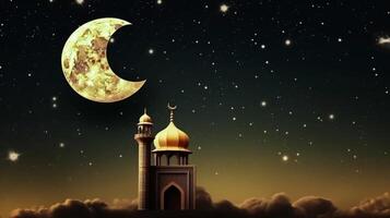 Ramadan Contexte avec lune. illustration ai génératif photo