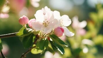 Pomme fleurs dans printemps. illustration ai génératif photo