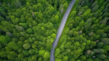 drone vue route. illustration ai génératif photo