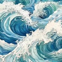 aquarelle océan vague Contexte. illustration ai génératif photo