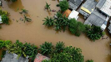 aérien pov vue représentation de inondation. dévastation forgé après massif Naturel désastres à bekasi - Indonésie photo