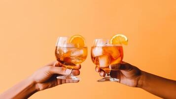 deux des cocktails dans mains. illustration ai génératif photo