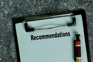 recommandations écrire sur une formalités administratives sur le tableau. affaires concept photo