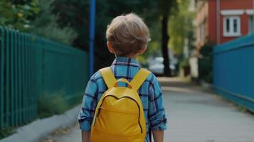 garçon aller à école. illustration ai génératif photo