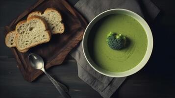 brocoli crème soupe. illustration ai génératif photo