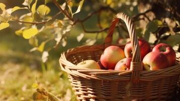 pommes dans panier. illustration ai génératif photo