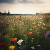 Naturel Prairie Contexte. illustration ai génératif photo