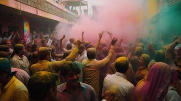 Holi vacances dans Inde. illustration ai génératif photo