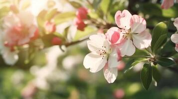 Pomme fleurs dans printemps. illustration ai génératif photo