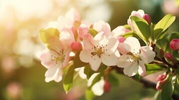 Pomme fleurs dans printemps. illustration ai génératif photo