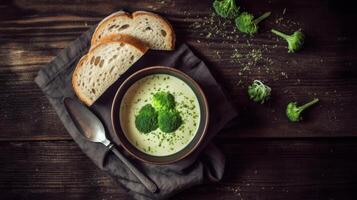 brocoli crème soupe. illustration ai génératif photo