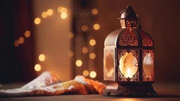 Ramadan kareem Contexte avec lanterne. illustration ai génératif photo
