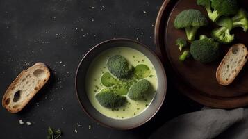 brocoli crème soupe. illustration ai génératif photo