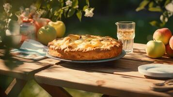 Pomme tarte dans Pomme jardin. illustration ai génératif photo