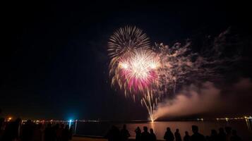 vacances fête Contexte avec feux d'artifice. illustration ai génératif photo