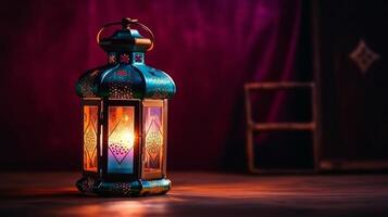 Ramadan kareem Contexte avec lanterne. illustration ai génératif photo