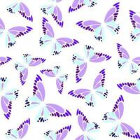 sans couture modèle de bleu-violet décoratif papillons sur une blanc arrière-plan, texture, conception photo