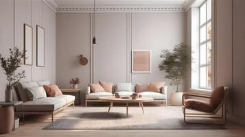 esthétique minimaliste vivant pièce intérieur ,génératif ai photo