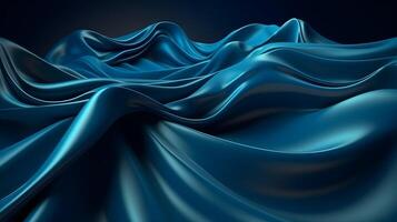 abstrait Contexte avec 3d bleu pente soie en tissu ,génératif ai photo