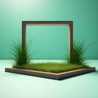 podium produit fabriqué de 3d herbe avec une Facile minimaliste style ,génératif ai photo