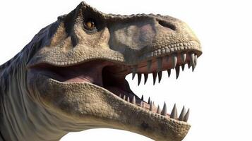 tyrannosaure Rex isolé sur blanc arrière-plan, le populaire prédateur dinosaure dans crétacé période ère ,avec génératif ai. photo