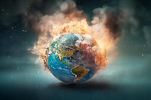 Terre globe dans global chauffage concept avec génératif ai photo