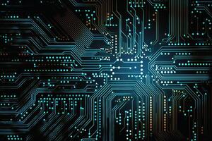 abstrait circuit conception de une ordinateur planche établi avec génératif ai technologie. photo