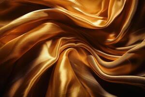 doux et agitant Contexte fabriqué de d'or soie tissu établi avec génératif ai technologie. photo