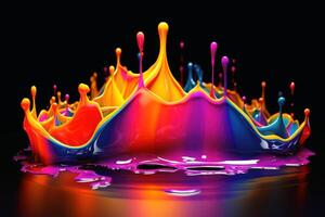 une liquide éclabousser ouvrages d'art dans magnifique couleurs établi avec génératif ai technologie. photo