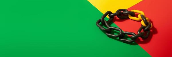 un dixième indépendance journée. bannière avec chaîne est une symbole de libération de esclavage. génératif ai illustration photo