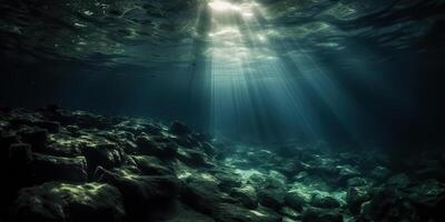 ai généré. ai génératif. photo de en dessous de mer océan monde. Marin nautique avec darm mustique ambiance aventure ambiance. graphique art