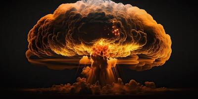 ai génératif. ai généré. illustration de énorme atomique champignon explosion. effrayant catastrophe ambiance. graphique art photo