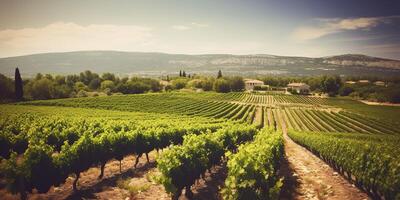 ai généré. ai génératif. vignoble à Sud France Provence. du vin plante jardin récolte. romantique se détendre refroidissement ambiance. graphique art photo