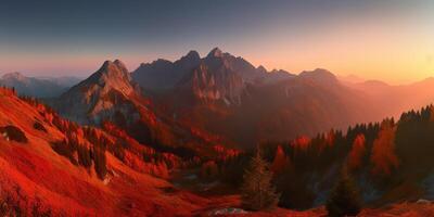 ai généré. ai génératif. photo réaliste illustration de alpen paysage Contexte montagnes une randonnée rochers. aventure randonnée Voyage explorer ambiance. graphique art