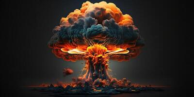 ai génératif. ai généré. illustration de énorme atomique champignon explosion. effrayant catastrophe ambiance. graphique art photo