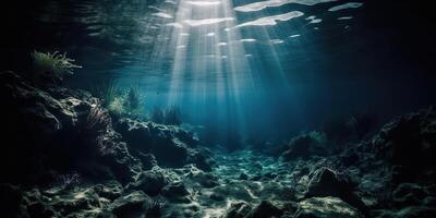 ai généré. ai génératif. photo de en dessous de mer océan monde. Marin nautique avec darm mustique ambiance aventure ambiance. graphique art