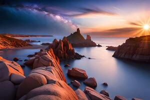 le coucher du soleil plus de le grandiose canyon ai généré photo