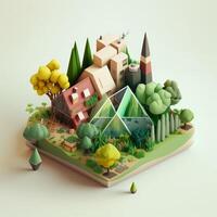 3d illustration de concept écologie, ai génératif photo