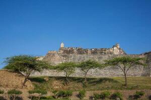 des murs de Carthagène de Indes construit à le fin de le xvi siècle pour le la défense de le ville. san Felipe Château photo