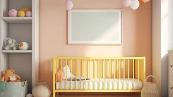 assortiment avec vide Cadre dans enfant chambre. génératif ai photo